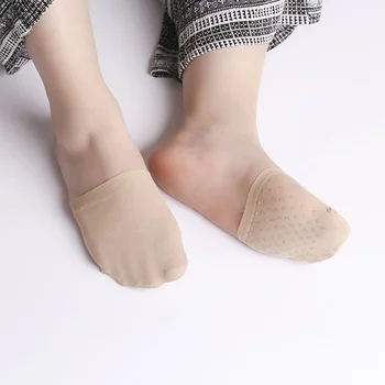 5 двойки высокоэластичных женски полуносков, Готини женски меки дишащи нескользящие кремнеземные трикотаж носочные изделия, невидими чорапи за предната част на крака, покритие за пръстите на краката