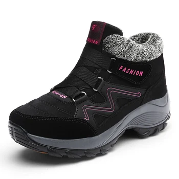 Дамски обувки Winer 2023, Зимни дамски зимни обувки, Кожени водоустойчиви дамски обувки, Дебели плюшени спортни обувки за почивка, туристически обувки