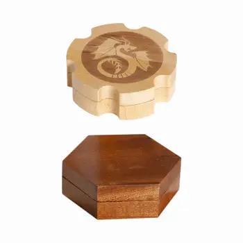 Дървена кутия за игра на зарове с разделител за съхранение, седем многоугольных кутии могат да се настанят многостранни кубчета