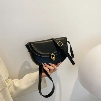 Малка Чанта през рамо под формата на седлото, за жени, тенденция 2023, Луксозна дизайнерска чанта през рамо от изкуствена кожа, Дамски чанти, портмонета, чанта за пазаруване