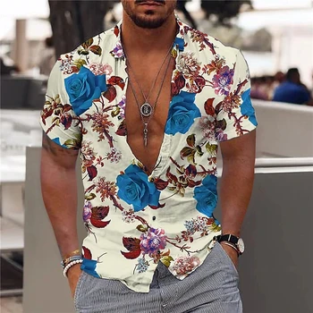 Camisa hawaiana de manga corta 3d ал hombre, camisa informal de flores, 2023