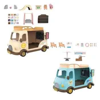 Малък автобус и мебелен слушалки Сцена от Живота, играчки за ролеви игри, Аксесоари за куклена къща