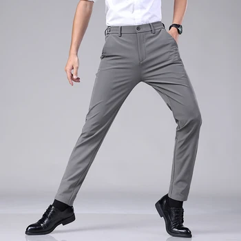 Нови Мъжки ежедневни панталони приталенного, намаляване и панталони Ice Silk Модни дишащи панталони за мъже