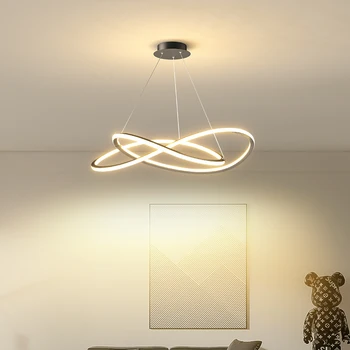 Полилей в скандинавски минимализме за хол, трапезария, спалня, Луксозни дизайнерски висящи лампи в стил постмодерното, креативни led осветителни тела със специална форма