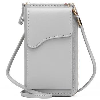Проста нова модерна чанта през рамо в корейски стил, Женски дълъг чантата е с голям капацитет, однотонная чанта за мобилен телефон