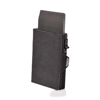 Реколта кожени мъжки портфейли с луксозни RFID защита, Мини-метален чантата си джоб, с джоб за монети за мъже и жени